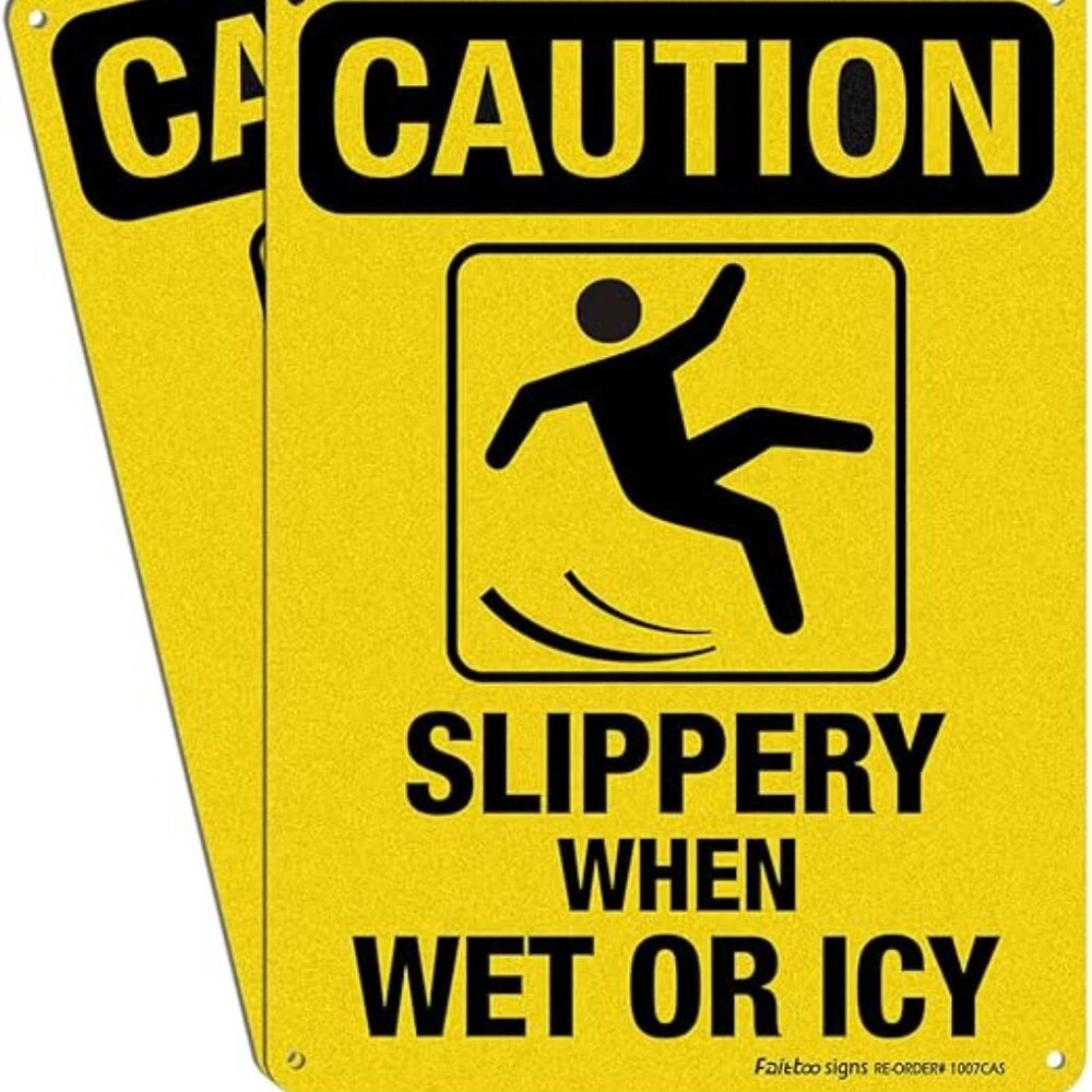 Caution Slippery When Wet Or Icy Signs